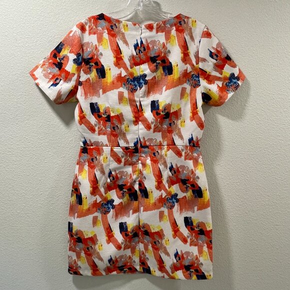 (NEW) VERY J Mini  Short Sleeve Peekaboo Midriff, Floral Ivory/Orange/Multi - L - Picture 6 of 11